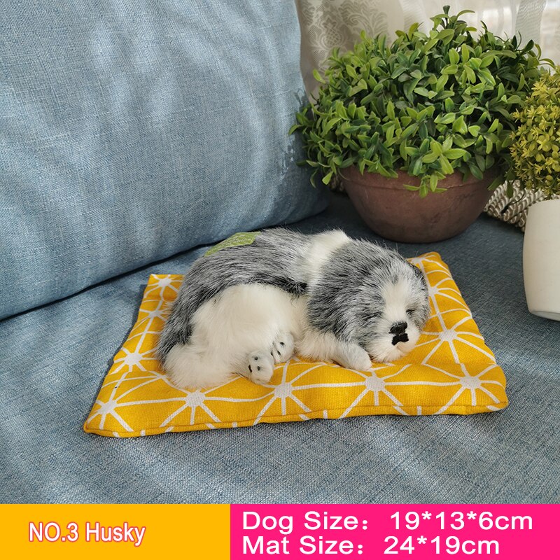 Belle Simulation chien dormant avec son Husky dalmatiens frontière Collie Samoyed Golden Retriever voiture décoration animaux jouets: NO.3 Husky