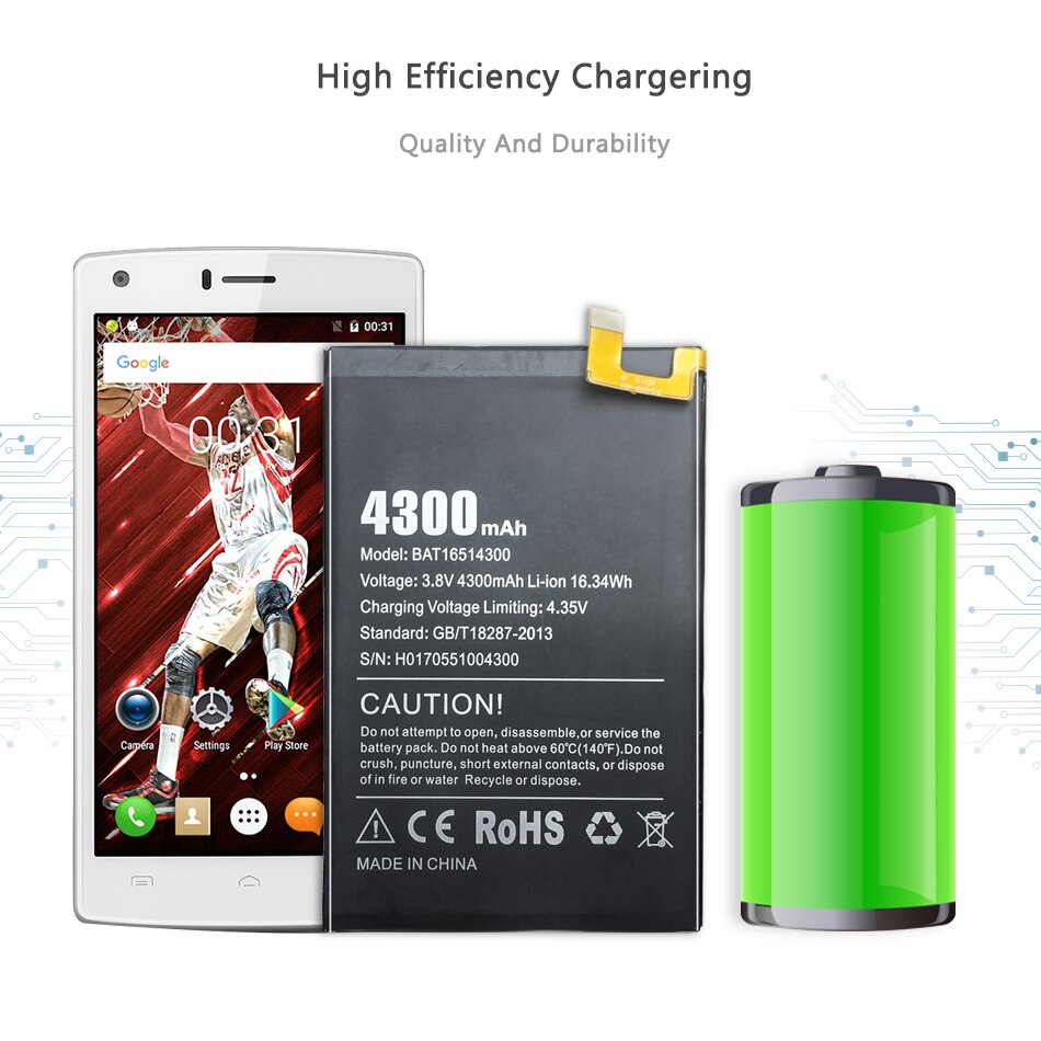 Batería de teléfono móvil para Doogee Y6 Max Y6Max, batería de repuesto de 4300mAh, BAT16514300