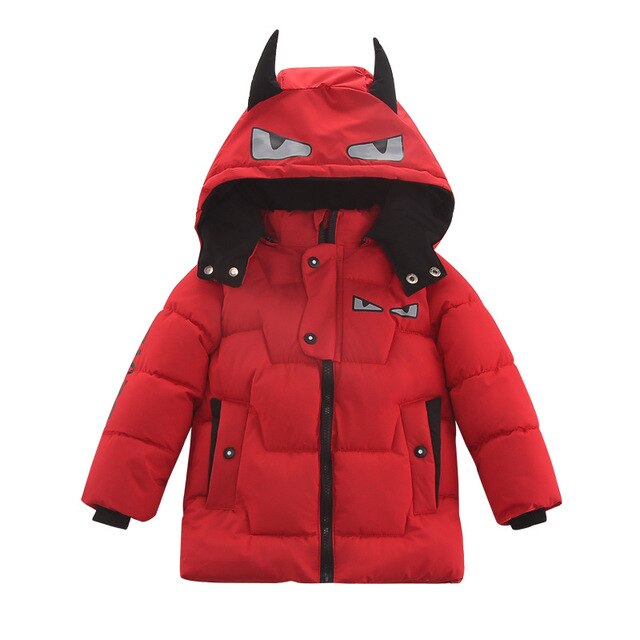 Baby Jongens Winter Warme Jas 1-5T Kleine Kinderen Katoen Gevoerde Capuchon Cartoon Jas Baby Peuter Snowsuit kinderen Uitloper: red / 3T