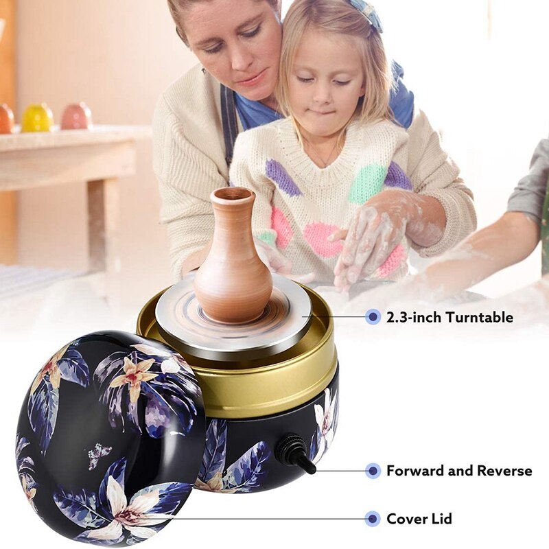 Bmbby-Mini Machine à tour de poterie, petite Machine électrique à former la poterie avec plateau pour le travail de céramique de bricolage, prise ue