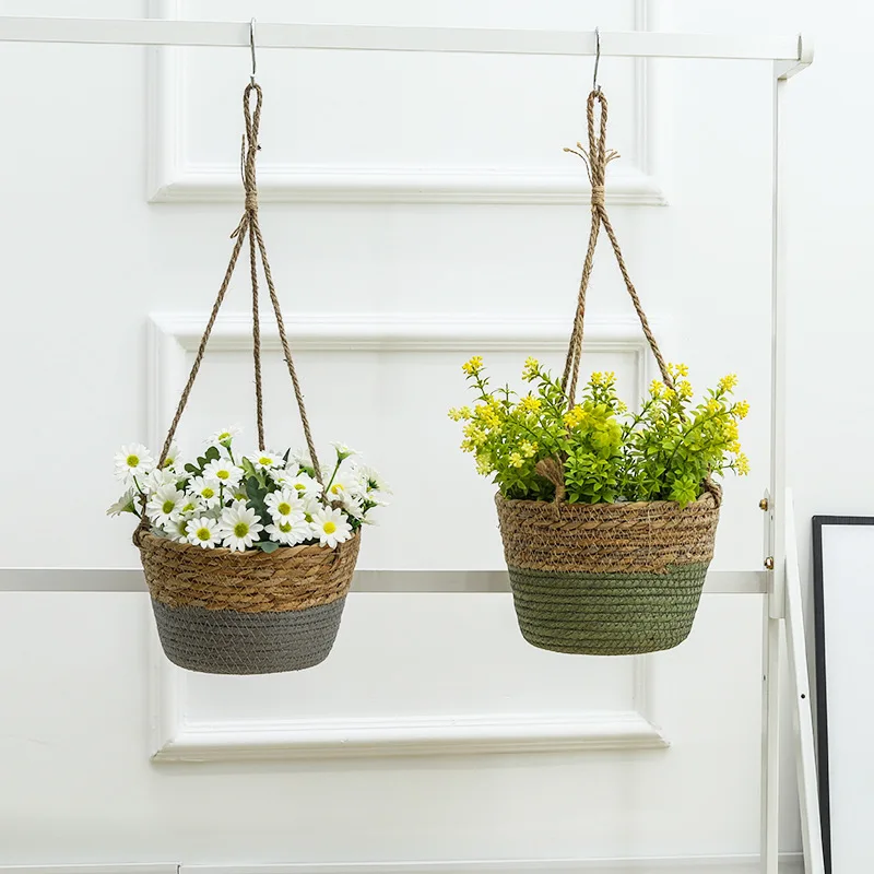 WINCEF-Pots de jardin pour plantes, panier en pot de fleurs, paille intérieure et extérieure, plusieurs