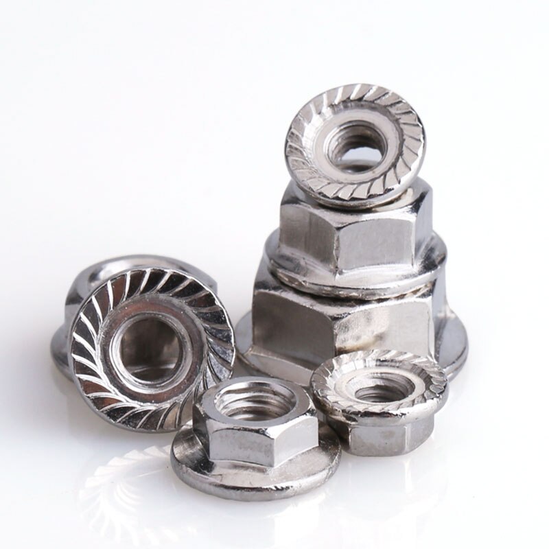 M2 M2.5 M3 M4 M5 M6 M8 Nickel Plated Hexagon Flange Nut Pinking Slip Locking Lock Nut Serrated Flange Lock Nuts