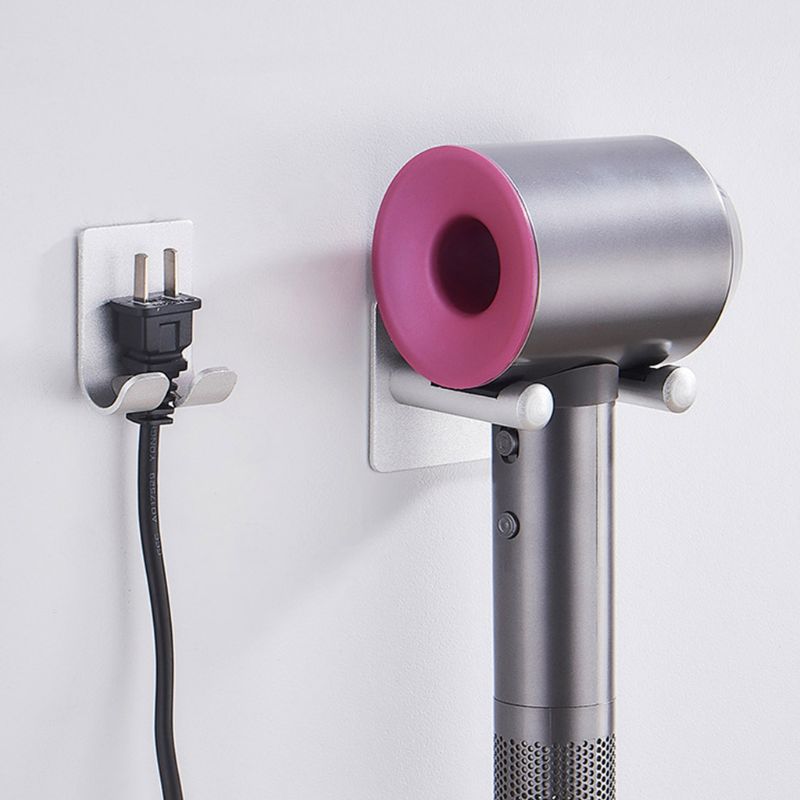 Rack Gratis Punch Opslag Beugel Hanger Badkamer Zilver Wall Mount Voor Dyson Föhn Houder Waterdichte Aluminium Opbergrek