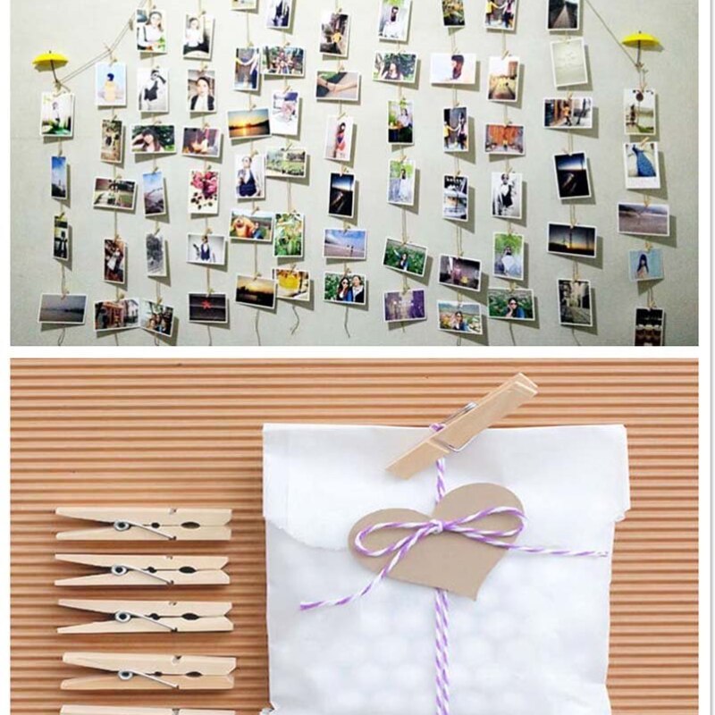 Mini Wasknijpers Voor Foto Kleine Wasknijpers Houten Foto Clips Display Kunstwerk Opknoping Decoratieve Kleine Kaarten Clips Pinnen