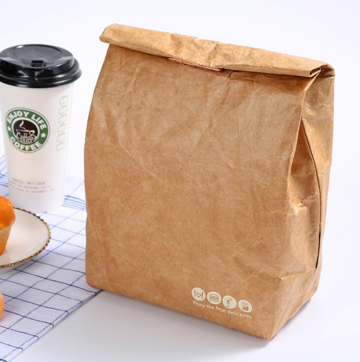 Opvouwbare, herbruikbare, waterdichte lunchtas van papier, 6l kraftpapieren lunchtassen voor dames en heren, milieuvriendelijke aluminium picknicktassen: 1