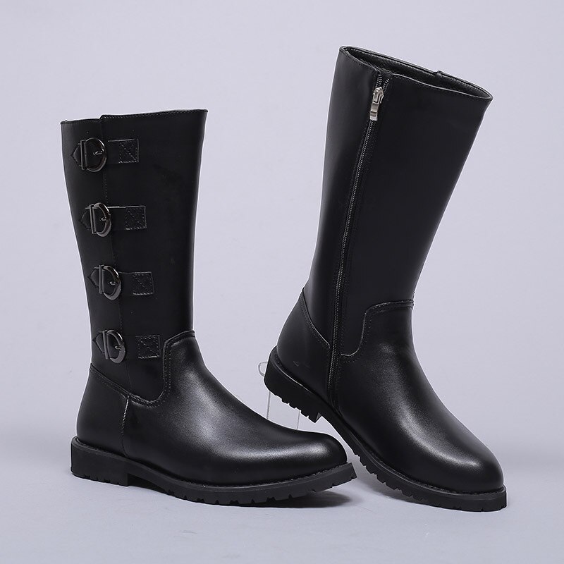 Halfhoge heren motorlaarzen van pu-leer met schedel, winterschoenen voor heren, hoge herenschoenen  m535