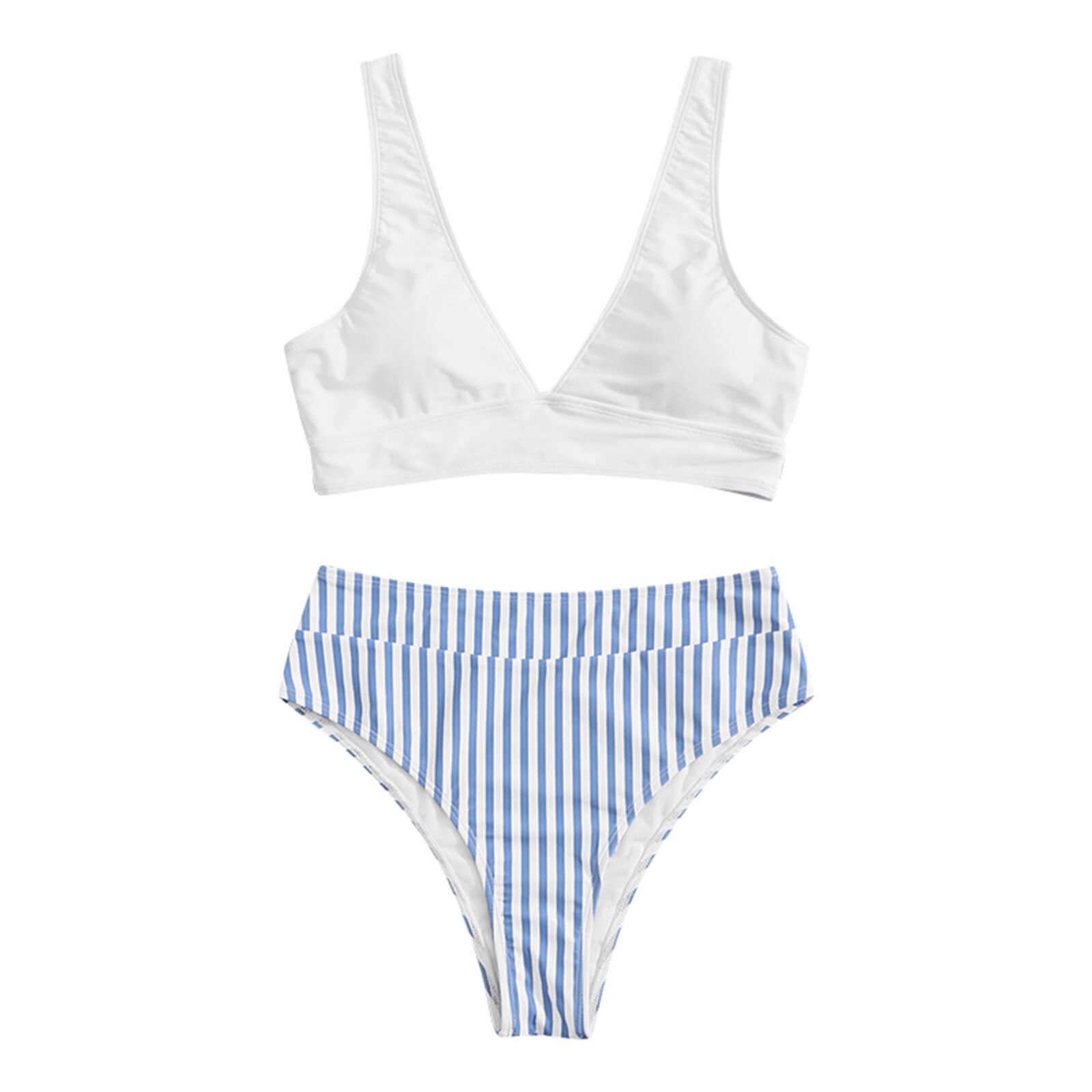 Women's High Waist Bikini Set - Sexy Sport Swimsuit - High Cut Bandeau - Polyester