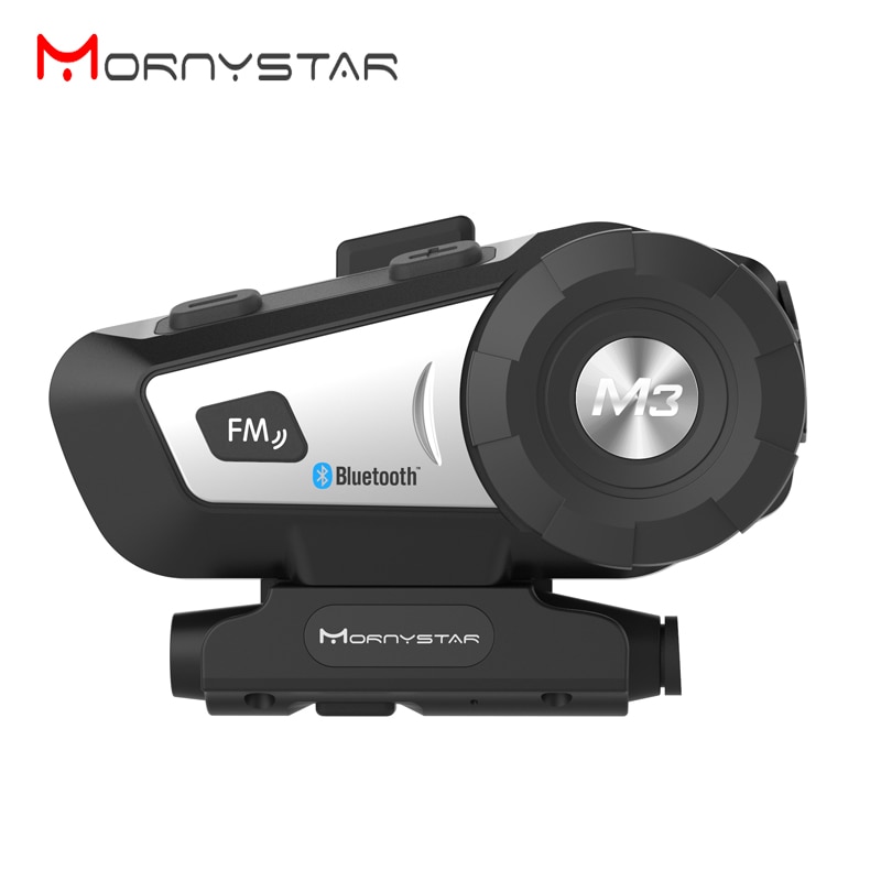 Mornystar M3 Plus Bluetooth Interphone Motorhelm Draadloze Headset Intercom Fm Radio + Zachte Hoofdtelefoon Integraalhelm