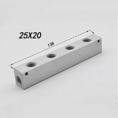 25 x 20mm 1/4 "bsp kvinnlig pneumatisk koppling snabbkoppling gasfördelare grenrörsdelare aluminiumblock för luftkompressor: 4- vägs 6- port