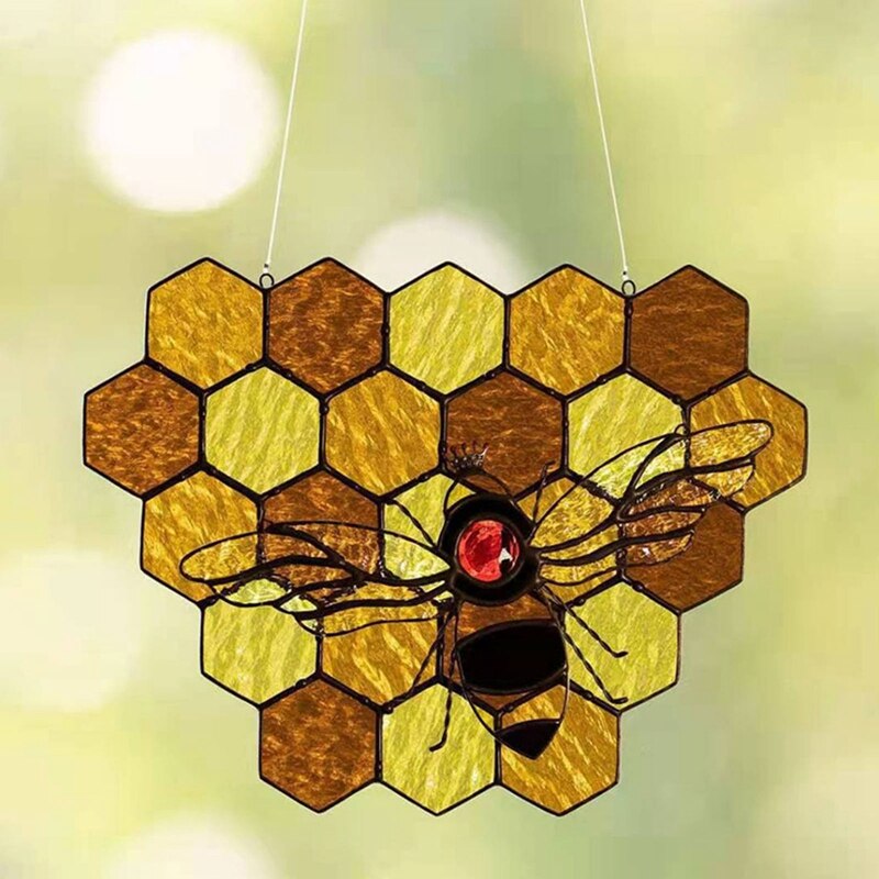Colgante de abeja de avispas de colores, mosaico hecho a mano, panal de abeja, artesanías colgantes, decoraciones de jardín, del Día de la madre: GJ4