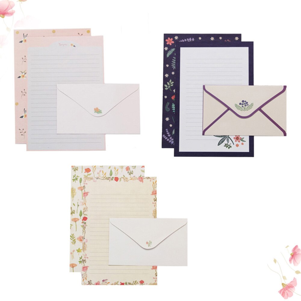 6 Sets of Beautiful Printing Smooth Simple Colorful Letter Papers Flower Writing Papers Flower Letter Papers