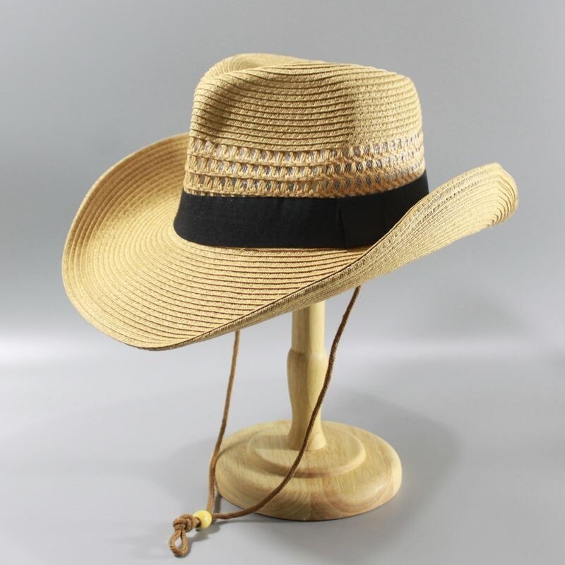 Male large size panama hats big head man foldable cowboy fedora cap men plus size straw hat 58CM 60CM 62CM: Khaki / 58cm