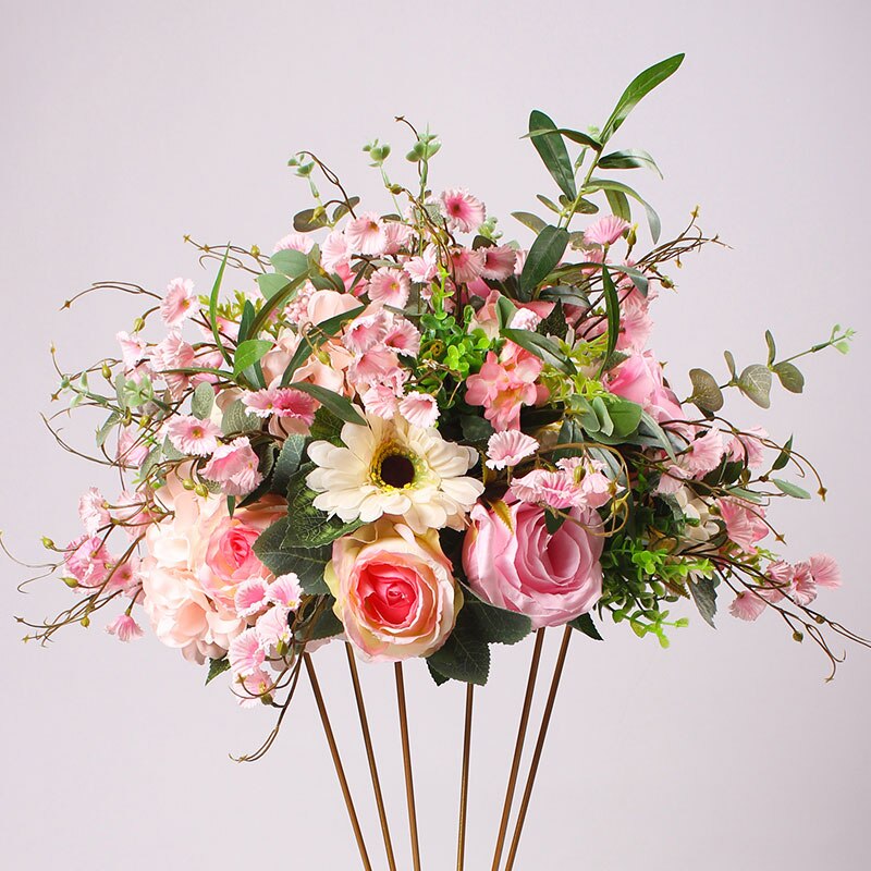 DIY wedding table centrepieces artificial flower ball backdrop wedding decor road lead wall hotel shop party silk flowers: Deep Pink