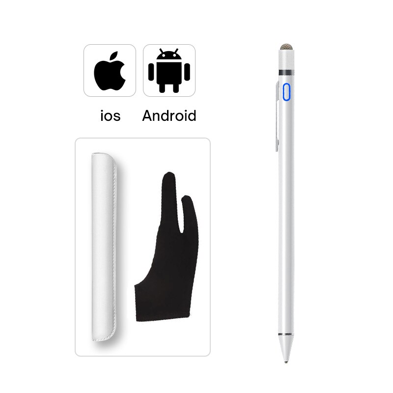 Lápiz Stylus para Apple, lápiz táctil para teléfono, iPad Pro, Samsung, Huawei, Xiaomi, tableta móvil, IOS y Android: White clip hat
