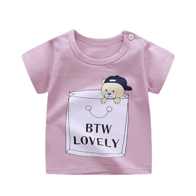 Nette Kinder Baby Jungen Mädchen Cartoon Print T-shirt Tops Bluse Kurzarm Casual Tee Shirts 0-2Y Schöne Neugeborenen Baby Kleidung