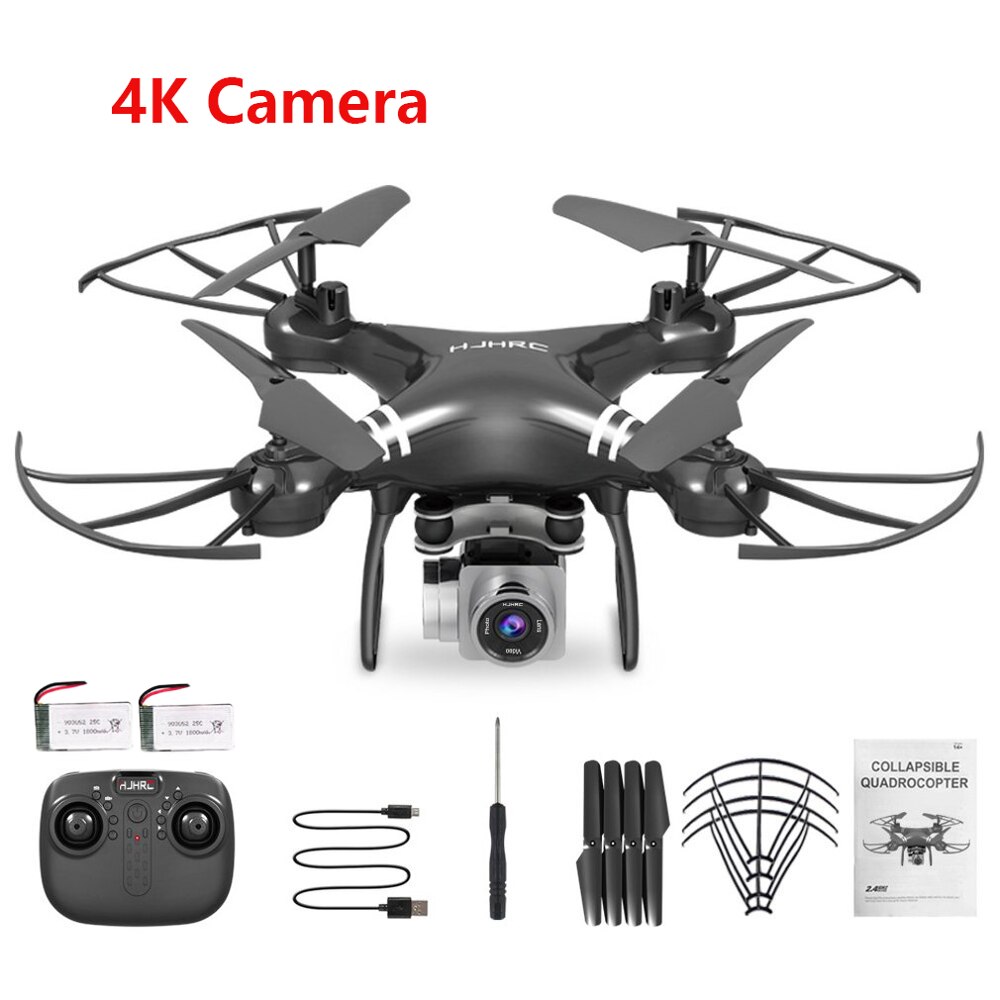 Hjhrc  hj14w fire-akset luftfartøjer drone fjernbetjening fly hd kamera luftfotografering stødabsorberende rc helikopter: 4k sorte