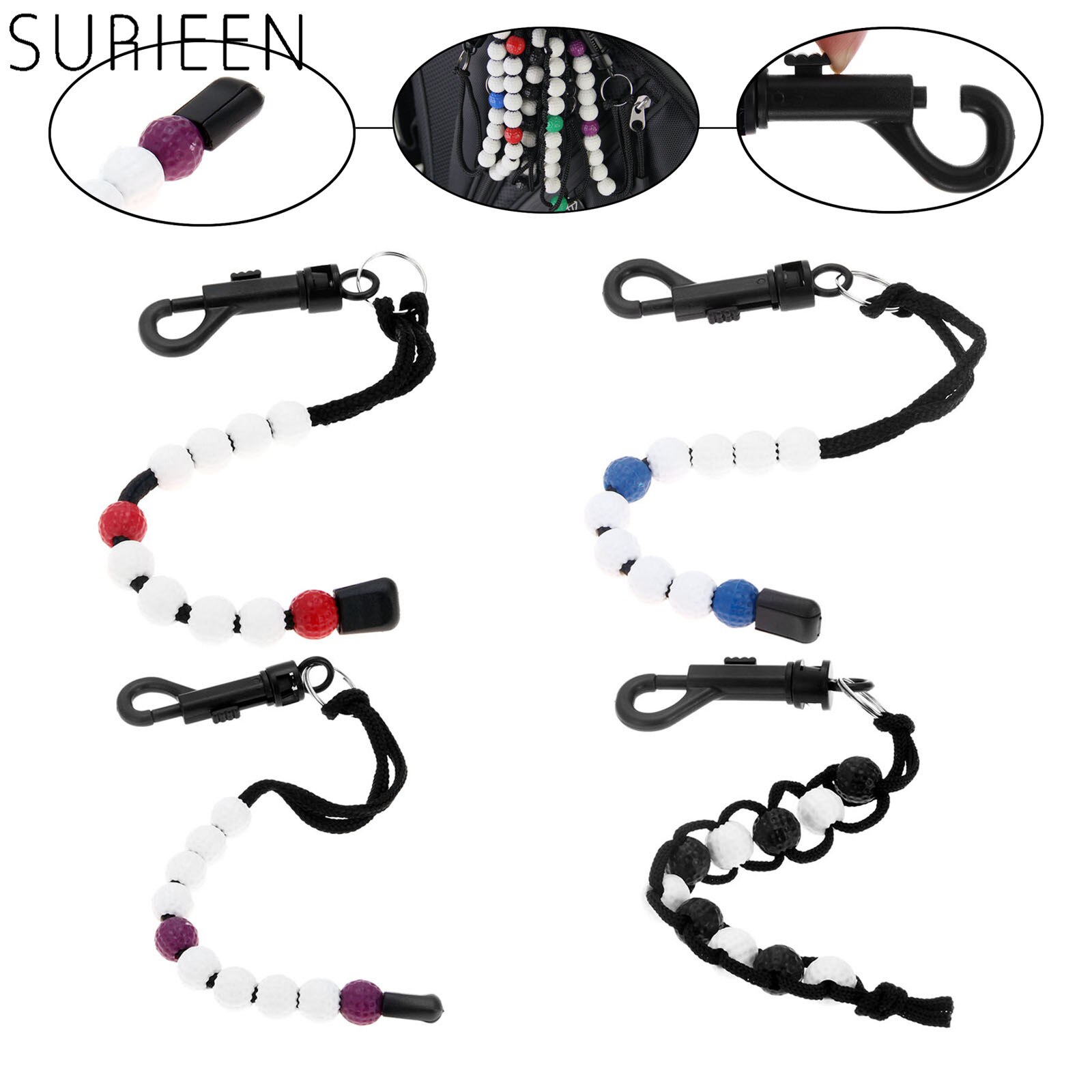 golf plastikowe koraliki nylonowe warkocze licznik uderzeń liczba punktów szkolenie strzelec z trwałym klipsem 1 Pc piłki golfowe koraliki licznik skoku