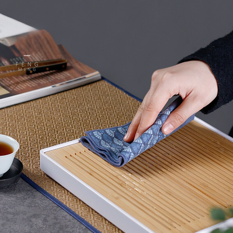 Paño de té de gamuza para el hogar, paño grueso de limpieza de mesa, accesorios de té de Kung Fu absorbente fuerte, de algodón