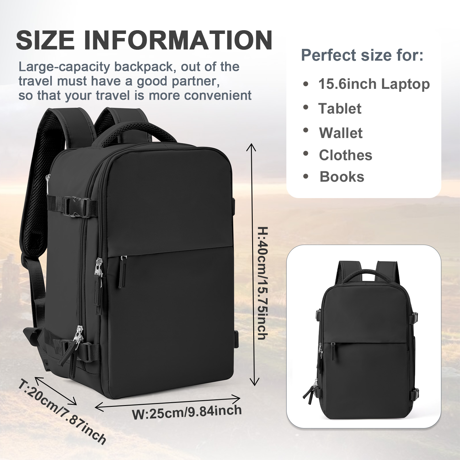 Mochila de viaje Ryanair avión 40x25x20 bolsa de cabina, mochila de trabajo para ordenador portátil para hombres, equipaje de mano mochila Ryanair mochila femenina
