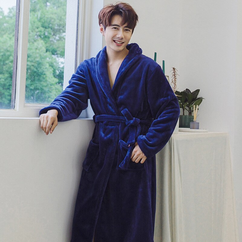 Gewaden Mannen Turn-down Kraag Gedrukt Flanel Warme Zachte Winter Dikkere Lange Eenvoudige Dagelijkse Mens Trendy Kleding chic: 5