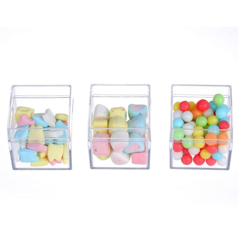Clear Acrylic 5 Sided Jewelry Display Storage Box Case Square Cube Props Box