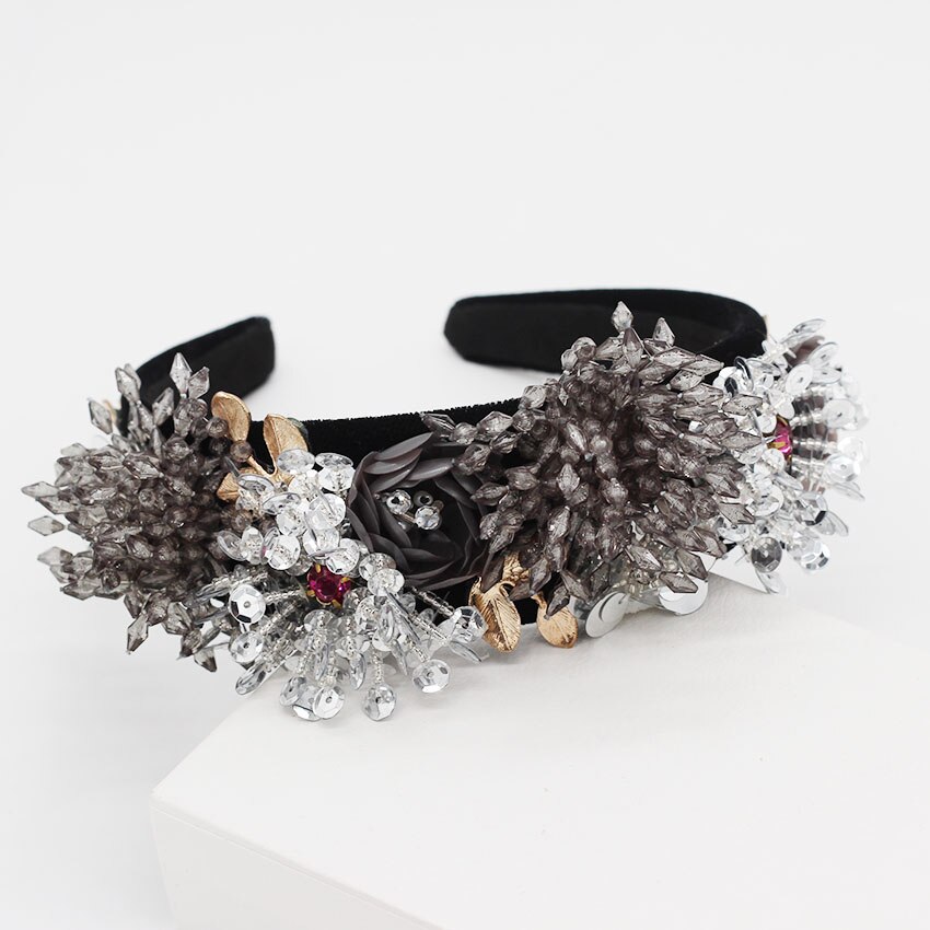 Diadema de cristal, novo temperamento fashion europeu e americano flor de cristal, exagerados para viagem, casual 858: 6