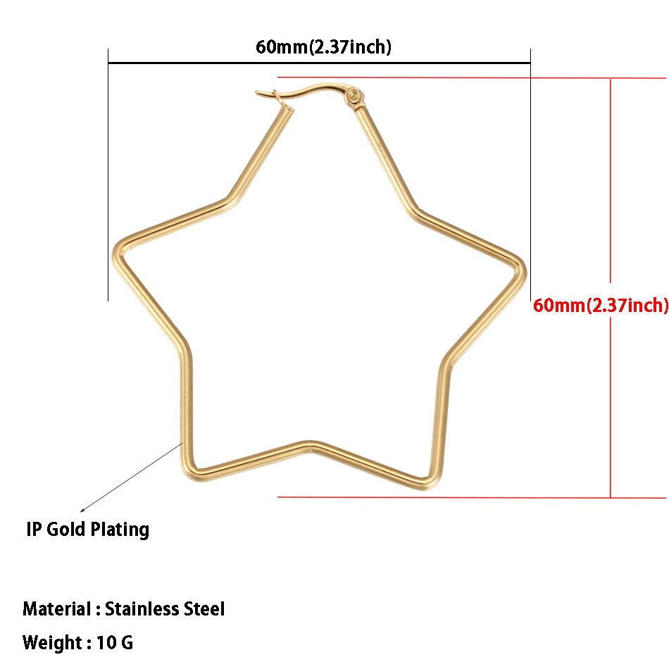 Geometric Hoop Earrings For Women Stainless Steel Gold Color Big Large Earrings Statement Jewelry: 1795 Gold 60mm