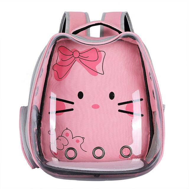 Cute Cat Carrier Bag Breathable Transparent Small Pet Carrier Dog Cat Backpack Outdoor Travel Pet Carrying Space Capsule: Pink