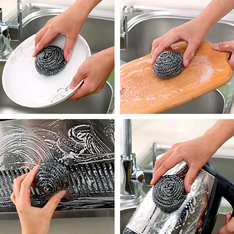 Brosse à boule métallique en acier inoxydable 50/1x, pour la vaisselle, les Pots, les poêles, le nettoyage des épurateurs, la cuisine domestique, nettoyeur de vaisselle, outils