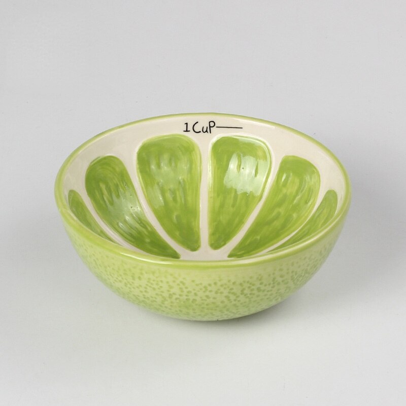 Hand-painted Fruit Ceramic Rice Dessert Bowl Japanese and Korean Home Cute Bowl Watermelon Fruit Bowl Compote: Cyan Cantaloupe
