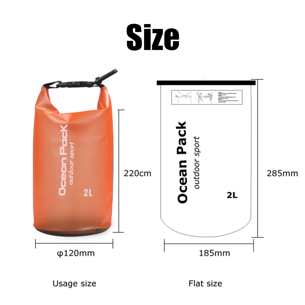 2L/5L Rafting Swimming Waterproof Dry Bag Sack Foldable Storage Pack for Kayaking Canoeing Trekking