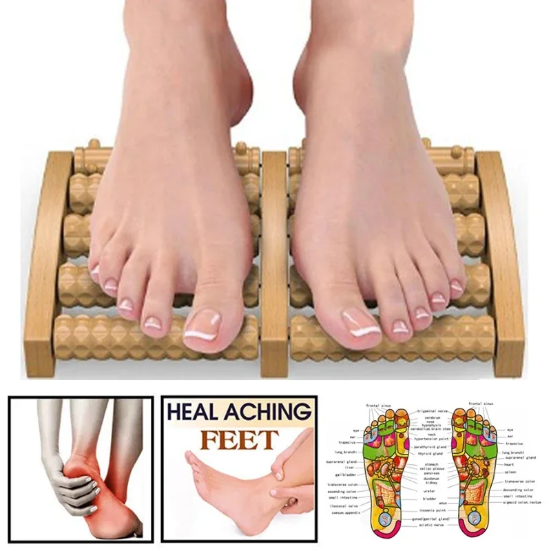 Wooden Foot Massager Roller Acupressure Relax Massage Pain Stress Relief Shiatsu Roller Feet Care Massager foot spa