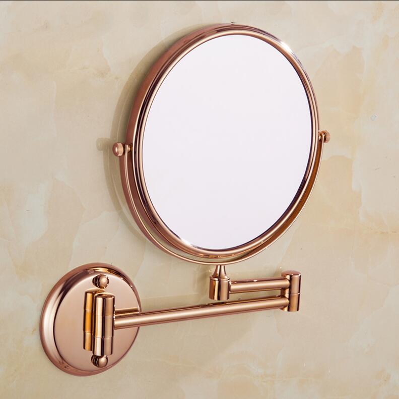 Rose guld / guld / antik / krom / sort olie børstet messing væg makeup spejl 8 tommer badeværelse spejl dekorative dressing spejle: Rose guld