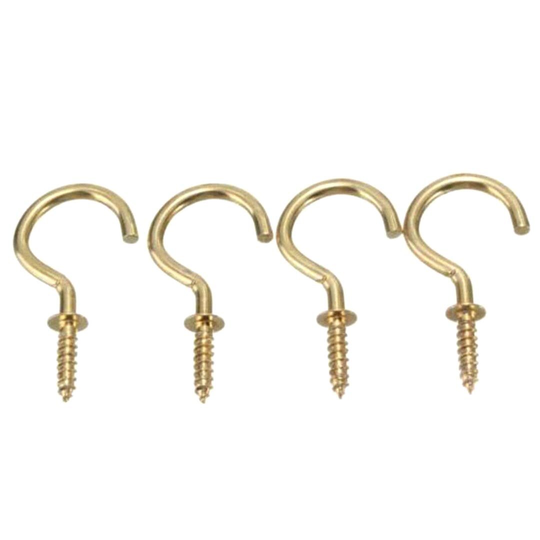 50pcs/lots Brass Cup Hooks Screws Hanger Hook For Picture,Coat,Key Jewelry Display Hanging Hardware 1/2&#39;&#39; /1&#39;&#39; /3/4&#39;&#39; 3 Sizes