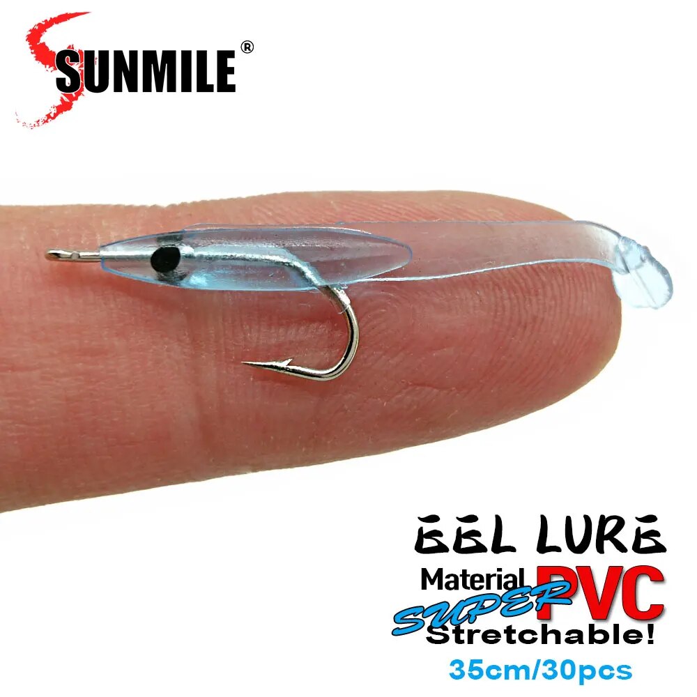 SUNMILE 30 Uds Anguila señuelo de Pesca suave 35mm PescaTackle Wobblers Señuelos de Pesca carpa Leurre Souple cebos blandos: Azul