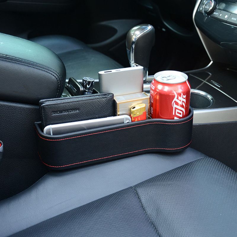 1 pc multifunktionelle bilsæde arrangør fyldstof lomme pu læder auto konsol side catcher opbevaringsboks holder container