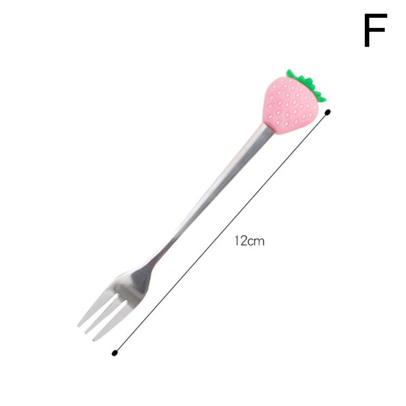 Spoons Fork Stainless Steel Coffee Stirring Spoon Fruit Dessert Fork Fruit Shaped Kitchen Tool Teaspoon Tableware: F