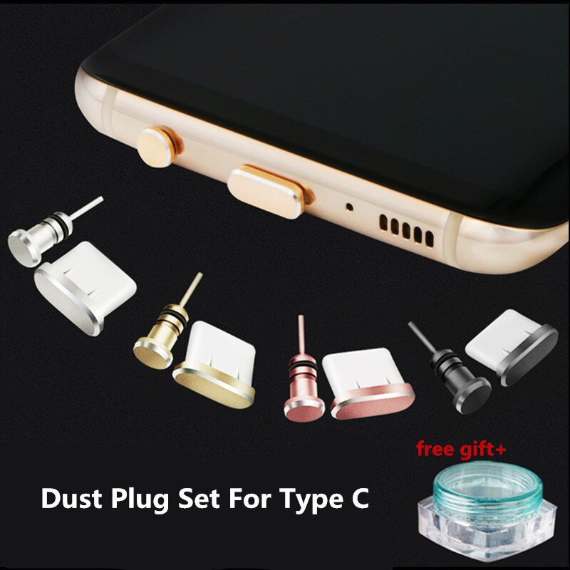 Juego de enchufe de Metal USB C para polvo, conector de puerto tipo C, Conector de auricular auxiliar 3,5 para Huawei P30 P40Lite Redmi Note 9S 8 7, accesorios para móvil