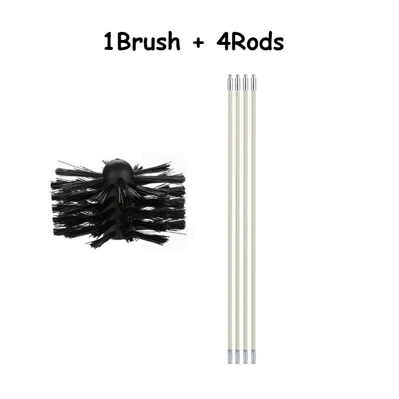 Lange Handvat Flexibele Pijp Staven Met Nylon Borstel Voor Schoorsteen Cleaner Borstel Schoon Rotary Sweep Systeem Haard Kit Rod Tool set: 1brush 4rods