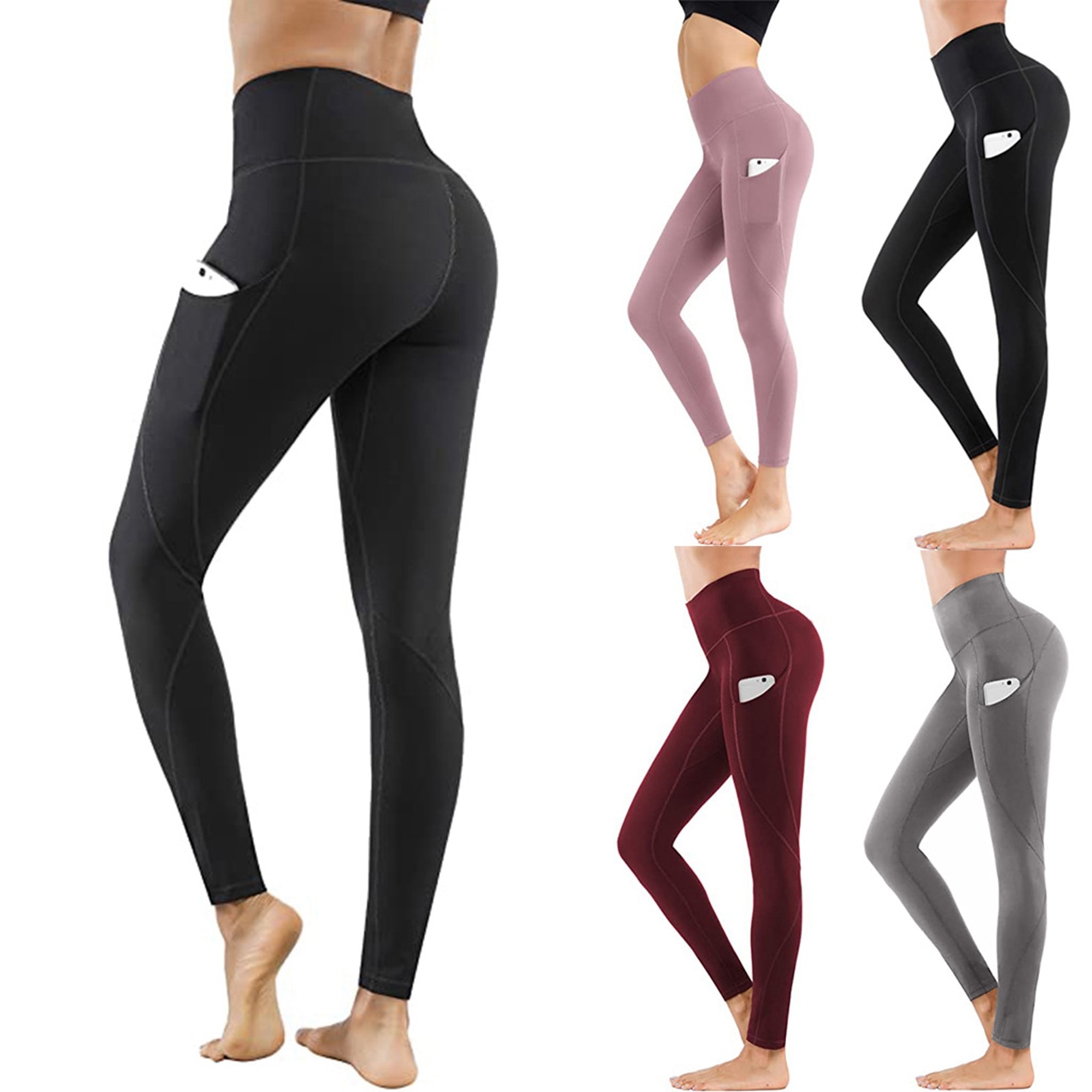 Pantalones de chándal ajustados transpirables de cintura alta para mujer, ropa de deporte ajustada de Color sólido a la para correr al aire libre