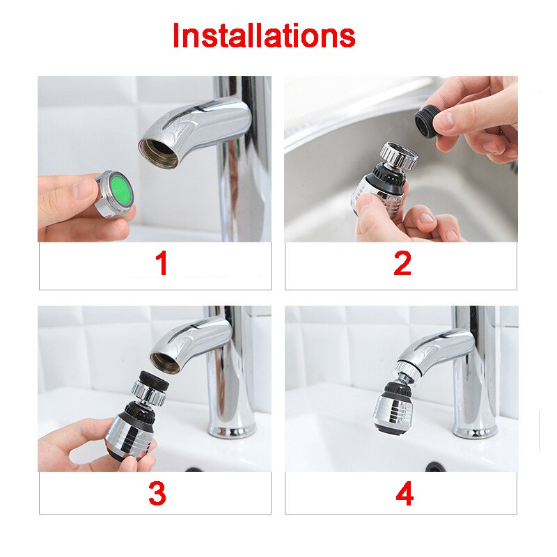 Práctico grifo difusor de agua Bubbler 360 girar grifo de ahorro de agua accesorios de cocina para el hogar grifo adaptador de filtro de boquilla