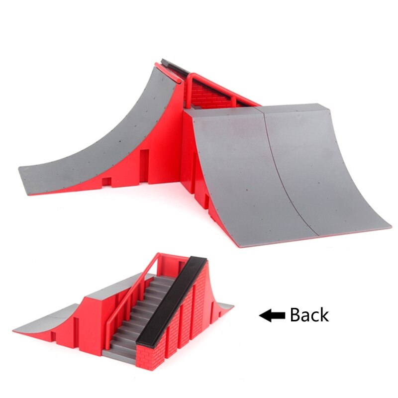 Finger Skate Park Kit Ramp Part with 1 Finger Skateboard Mini Scooter Scene Prop