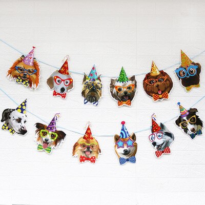 Dog Birthday Party Decor Banner Bunting Garland Banner Pet Dog Cat Party Supplies Cute Dog Banner For Dinner Party: Dog Banner A