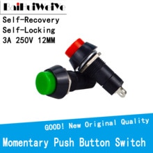 10PCS/LOT Momentary Push Button Switch 12mm Momentary 3A 250VAC Round Switches PBS-11A PBS-11B 2PIN Self-Recovery Self-Locking