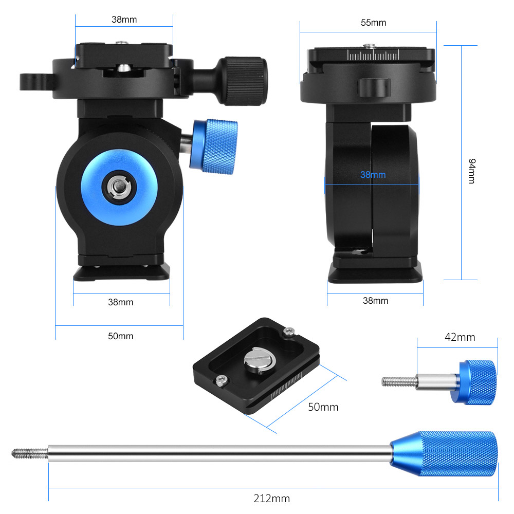 Andoer GH-20 Treppiede in Lega di Alluminio Testa inclinazione CNC Monopiede Testa A Sfera w/Piastra A Sgancio Rapido Compatibile per ARCA svizzero sirui Montaggio