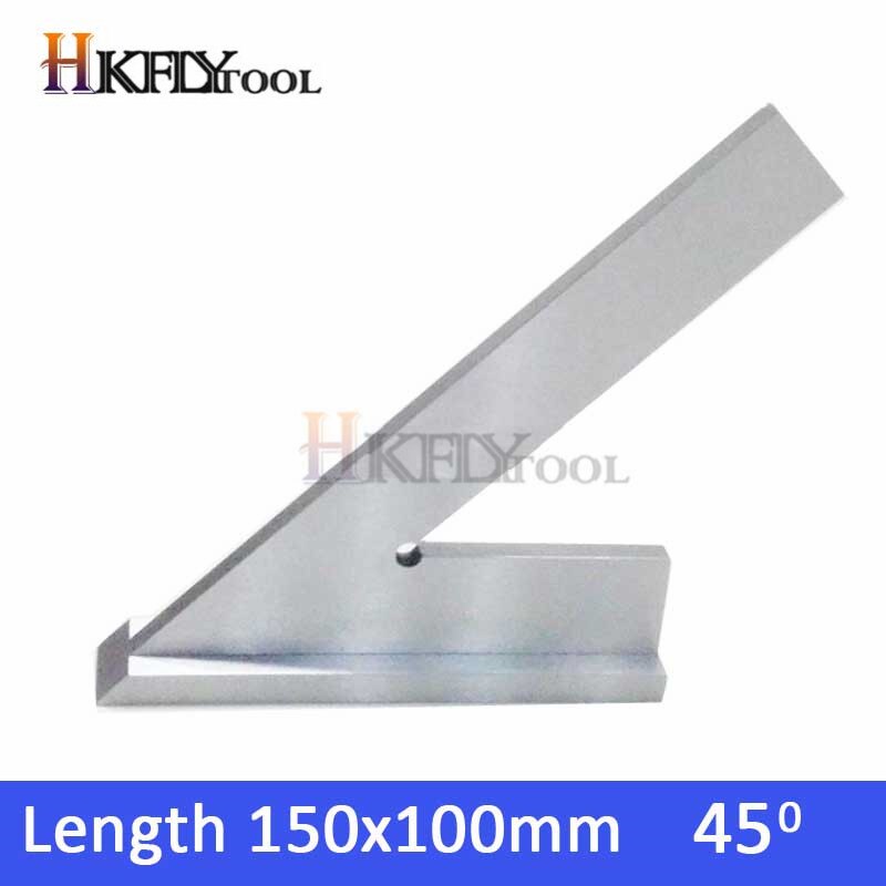 150x100mm Stainless Steel 45 Degree Miter Angle Corner Ruler Wide Base Gauge Measuring Tools DIN875/2 Standard With Stop: Default Title