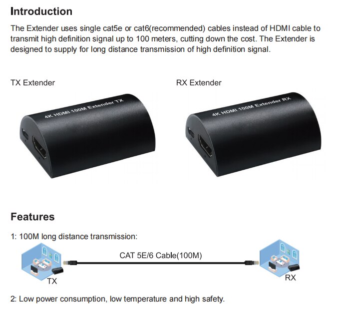 Newest 4K HDMI Extender 100M Over RJ45 Ethernet Cat5e Cat6 Cat 6 6a Network Cable Extension TX RX Transmitter Receiver