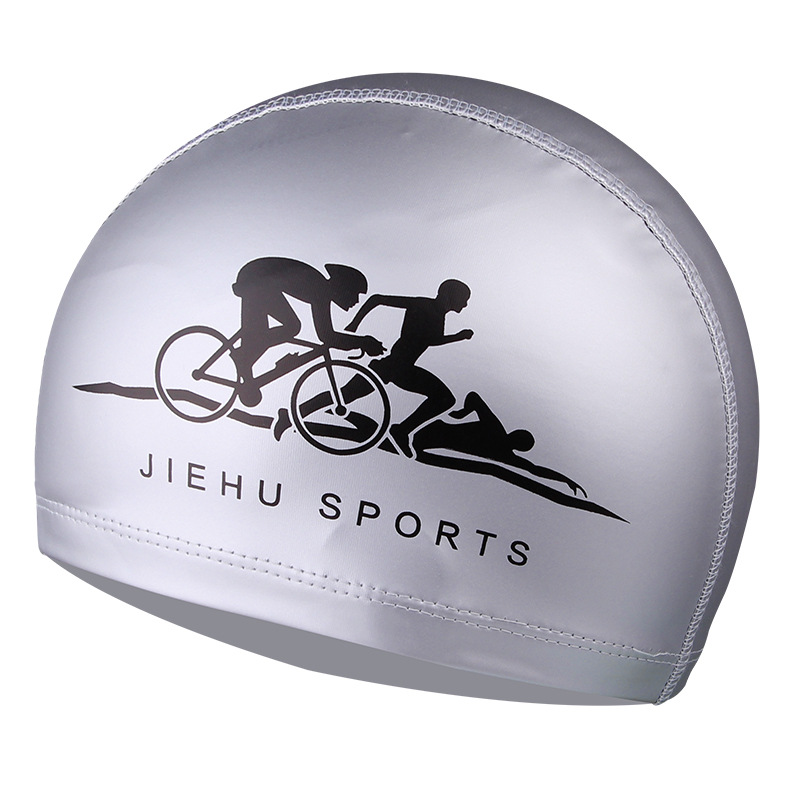 Casquette de natation pour Sports aquatiques, cheveux longs, Super élastique, utilisé pour femmes et hommes adultes: Silver Triathlon