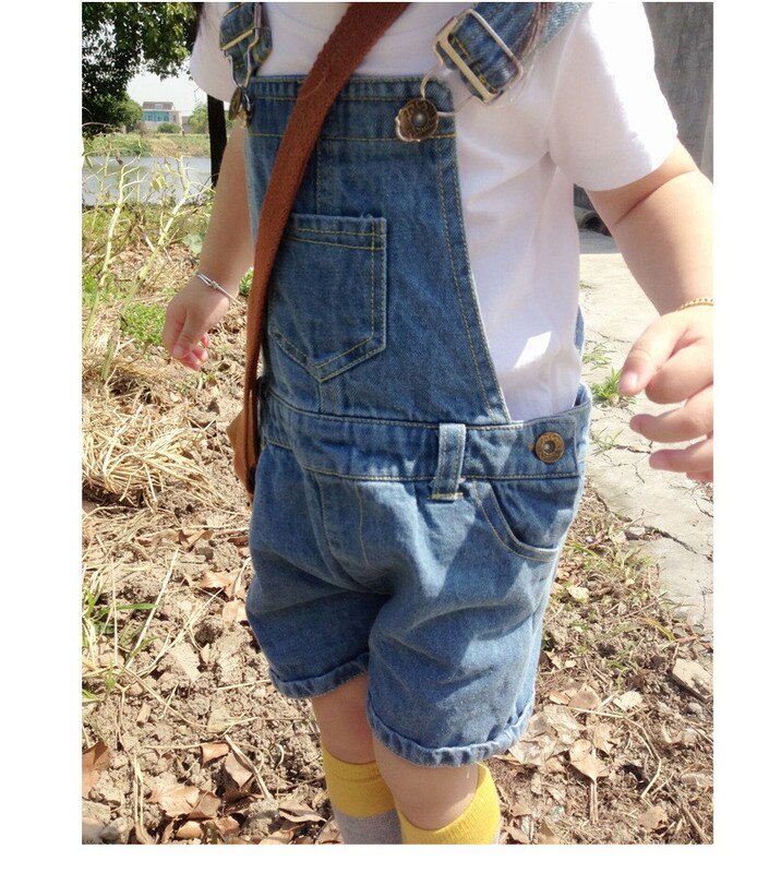 herbst Kleinkind Baby Jungen Mädchen Overall Kleidung Strumpf Denim Strampler freundlicher Tasten Tasche Gewaschen Jeans Hosen