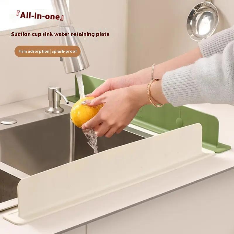1pc Silicone Kitchen Sink Water Splash Guard Washing Basin Anti-splash Stopper Waterproof Splatter Screen Bar Anti-water Board